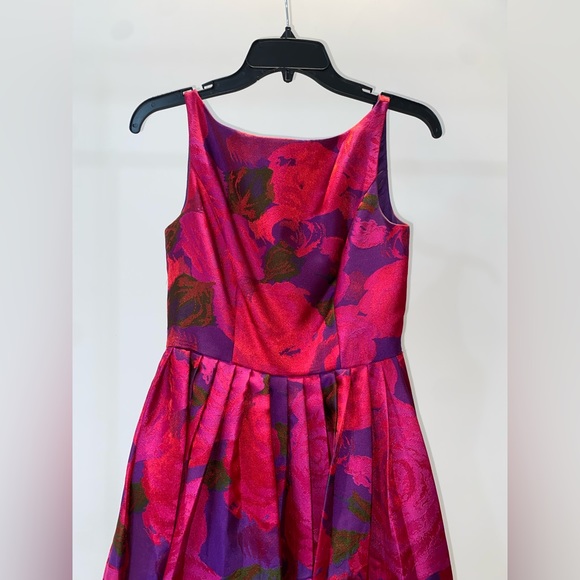 Adrianna Papell Red Pink Purple Floral Gown - Picture 6 of 8